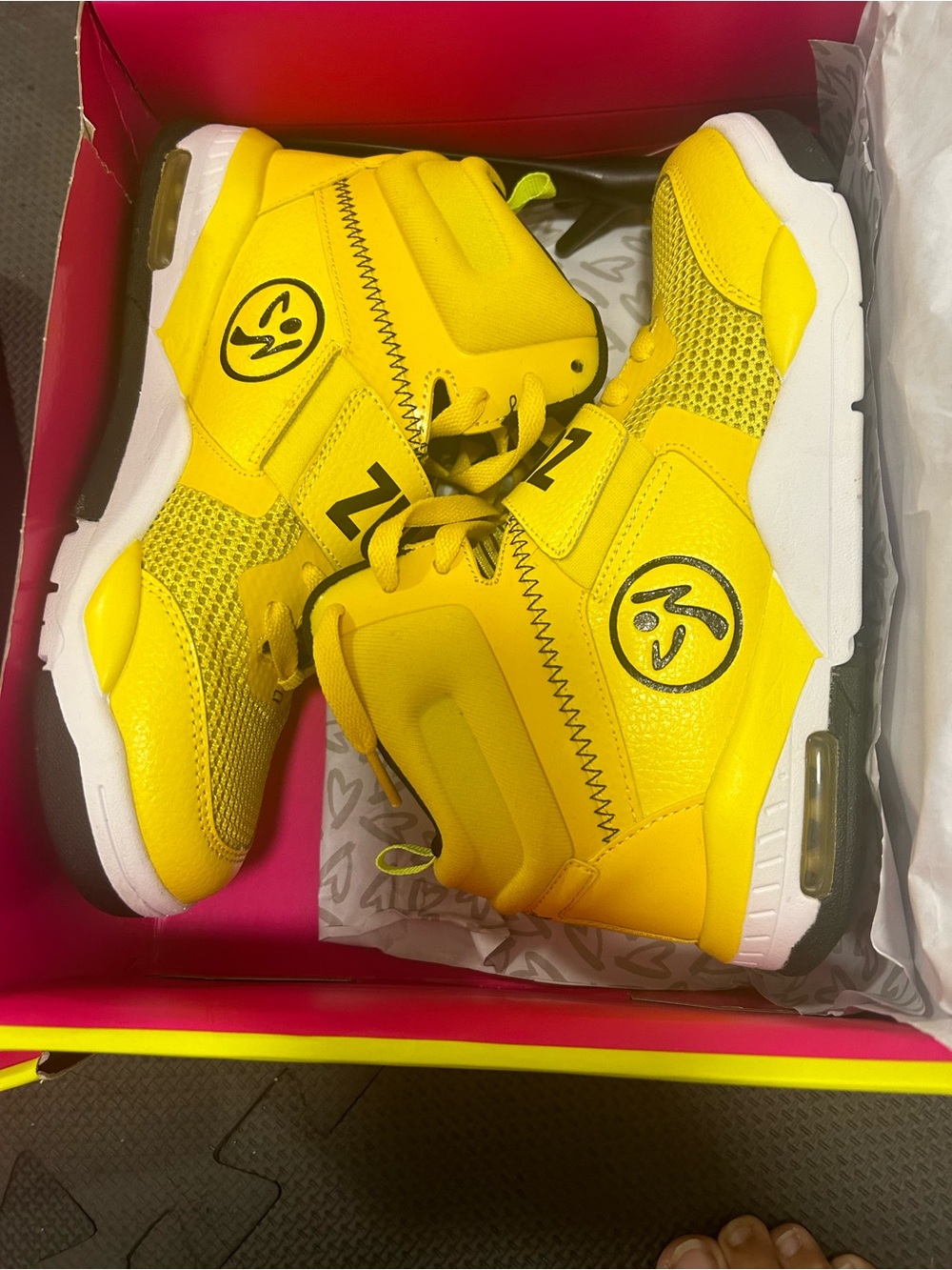 Zumba Fitness Bright Yellow Kids Sneakers with White Soles